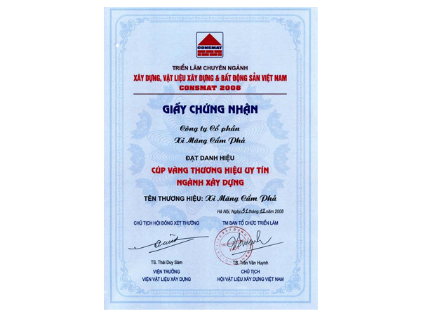 Gold Cup prestigious brand in the construction industry